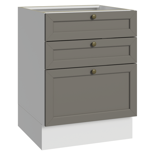 Balcão de Cozinha 60 x 60 cm 3 Gavetas (Sem Tampo) Branco/Cinza Vik Madesa