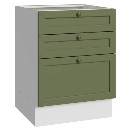 Balcão de Cozinha 60 x 60 cm 3 Gavetas (Sem Tampo) Branco/Verde Vik Madesa