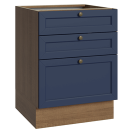 Balcão de Cozinha 60 x 60 cm 3 Gavetas (Sem Tampo) Rustic/Azul Vik Madesa