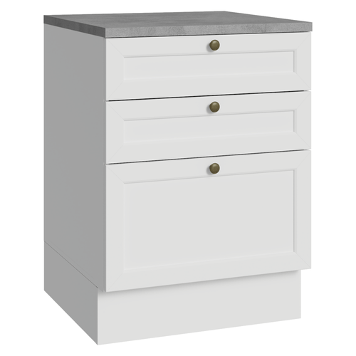 Balcão de Cozinha 60 x 60 cm 3 Gavetas (Com Tampo) Branco Vik Madesa