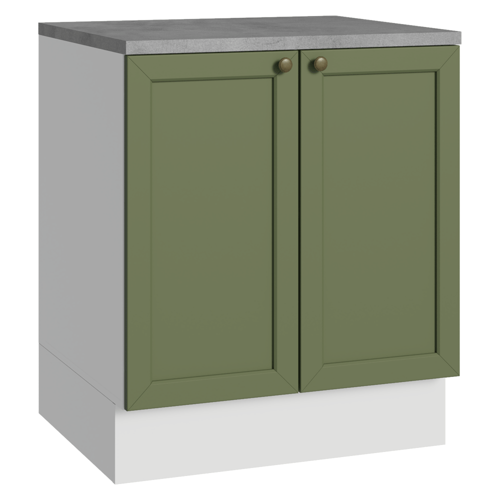 Balcão de Cozinha 70 x 60 cm 2 Portas (Com Tampo) Branco/Verde Vik Madesa