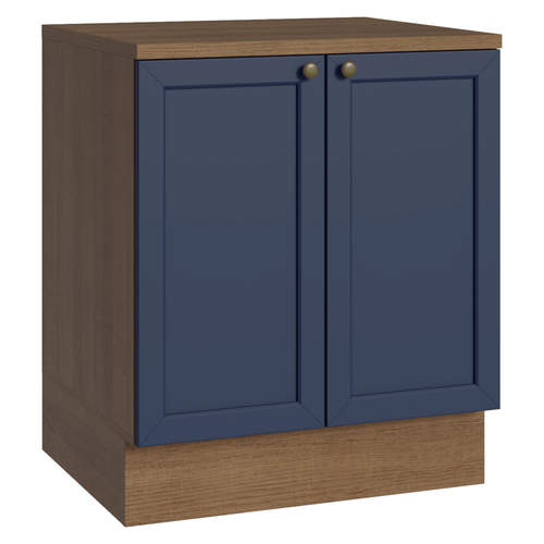 Balcão de Cozinha 70 x 60 cm 2 Portas (Com Tampo) Rustic/Azul Vik Madesa