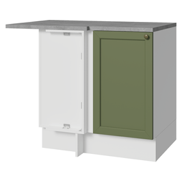 Balcão de Canto para Linha de 60 cm Profundidade (Com Tampo) Branco/Verde Vik Madesa
