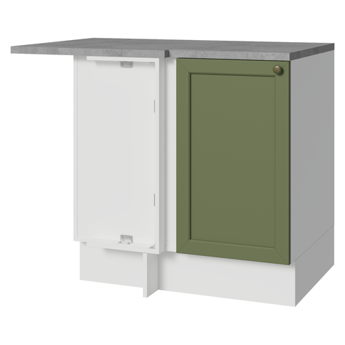 Balcão de Canto para Linha de 60 cm Profundidade (Com Tampo) Branco/Verde Vik Madesa