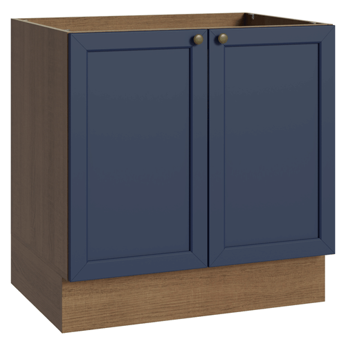 Balcão de Cozinha 80 x 60 cm 2 Portas (Sem Tampo) Rustic/Azul Vik Madesa