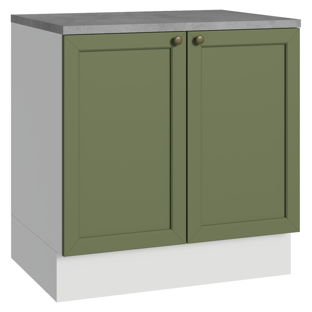 Balcão de Cozinha 80 x 60 cm 2 Portas (Com Tampo) Branco/Verde Vik Madesa