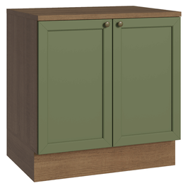 Balcão de Cozinha 80 x 60 cm 2 Portas (Com Tampo) Rustic/Verde Vik Madesa