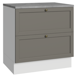 Balcão de Cozinha 80 x 60 cm 2 Gavetas (Com Tampo) Branco/Cinza Vik Madesa