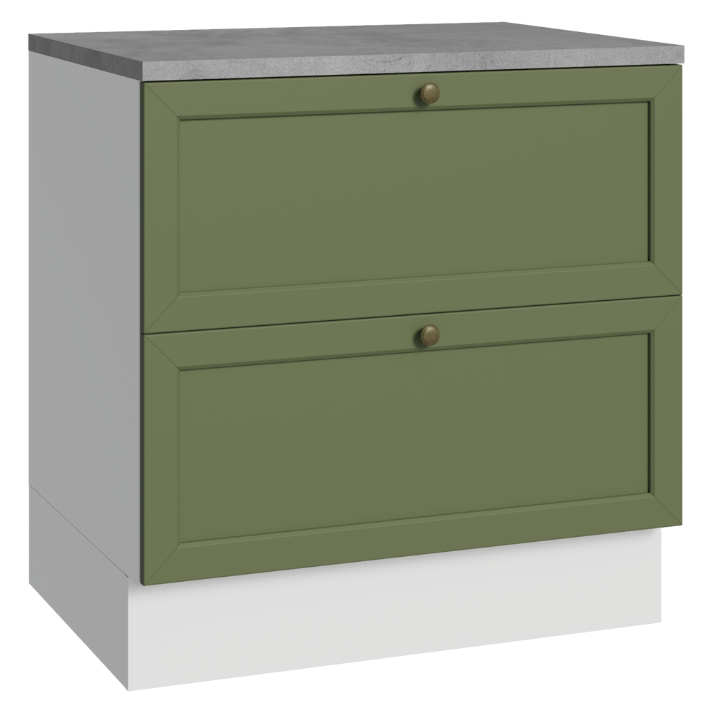 Balcão de Cozinha 80 x 60 cm 2 Gavetas (Com Tampo) Branco/Verde Vik Madesa