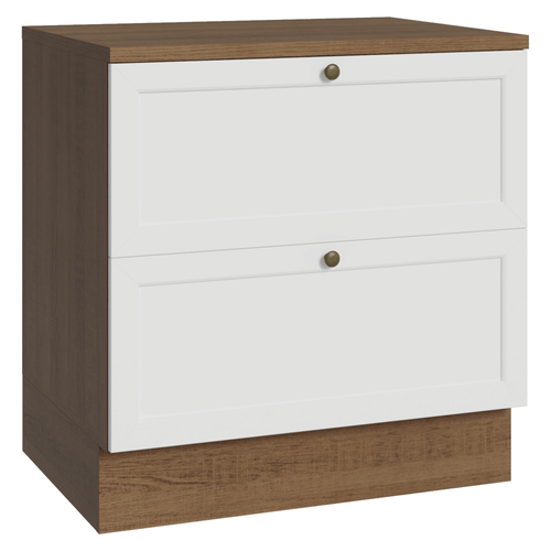 Balcão de Cozinha 80 x 60 cm 2 Gavetas (Com Tampo) Rustic/Branco Vik Madesa