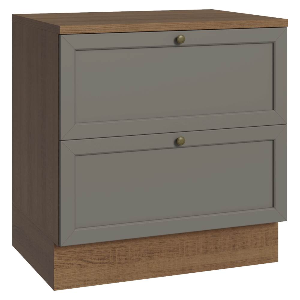 Balcão de Cozinha 80 x 60 cm 2 Gavetas (Com Tampo) Rustic/Cinza Vik Madesa