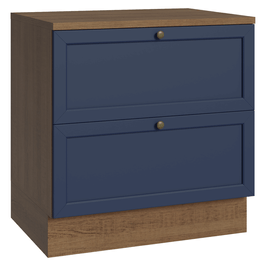 Balcão de Cozinha 80 x 60 cm 2 Gavetas (Com Tampo) Rustic/Azul Vik Madesa