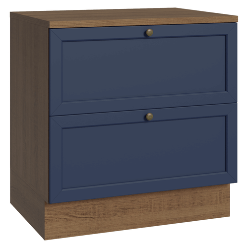 Balcão de Cozinha 80 x 60 cm 2 Gavetas (Com Tampo) Rustic/Azul Vik Madesa