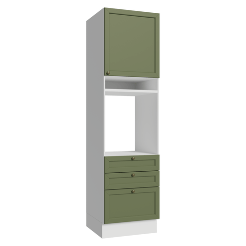 Torre Quente 60 cm 1 Porta 3 Gavetas Branco/Verde Vik Madesa