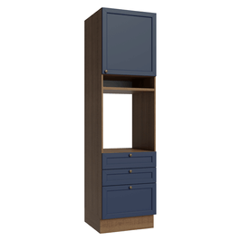 Torre Quente 60 cm 1 Porta 3 Gavetas Rustic/Azul Vik Madesa