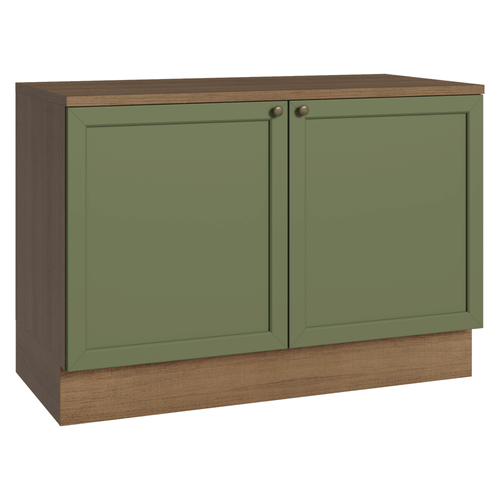 Balcão de Cozinha 120 cm 2 Portas Rustic/Verde Vik Madesa
