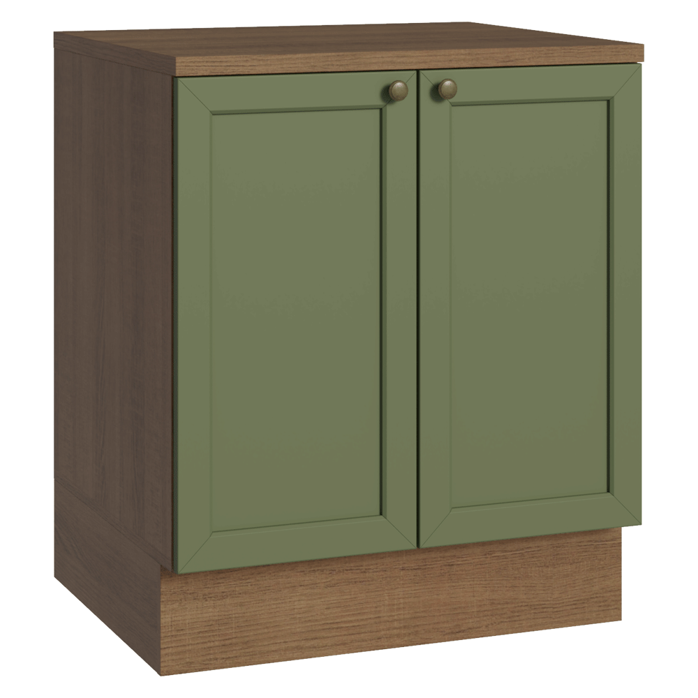 Balcão de Cozinha 70 cm 2 Portas Rustic/Verde Vik Madesa - Madesa