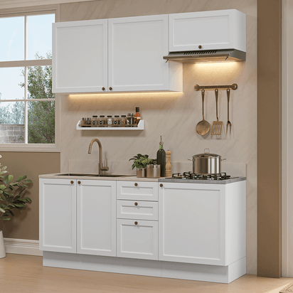 Armário de Cozinha Compacta 180 cm Branco Vik Madesa 01 - Madesa