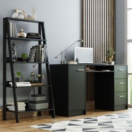 Escrivaninha Madesa Alaska + Estante Escada Preto