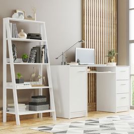 Escrivaninha Madesa Alaska + Estante Escada Branco