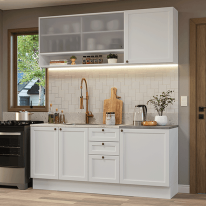 Armário de Cozinha Compacta 180 cm Branco Vik Madesa 03 - Madesa