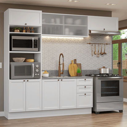 mm　sサイズ Armário de Cozinha Completa 270 cm Branco Vik Madesa 03 - Madesa