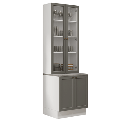 Kit Balcão + Cristaleira 70 cm Branco/Cinza Vik Madesa 01 - Madesa