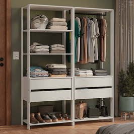Guarda-Roupa Closet Modulado 4 Gavetas 140 cm Branco Valencia Madesa
