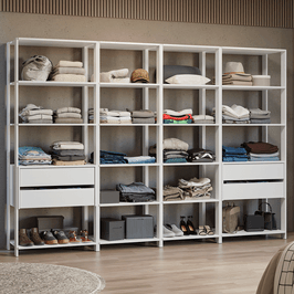 Guarda-Roupa Closet Modulado 4 Gavetas 258 cm Branco Valencia Madesa 06
