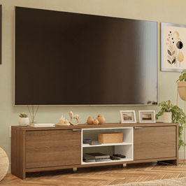 Rack para TV até 80 Polegadas 180cm 2 Portas Rustic/Branco Linz Madesa
