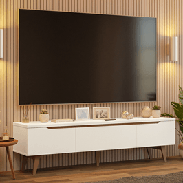Rack para TV até 80 Polegadas 180cm 2 Portas 1 Gaveta Branco/Rustic Doha Madesa