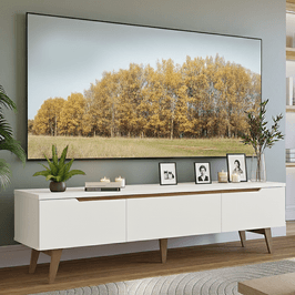 Rack para TV até 80 Polegadas 180cm 2 Portas 1 Gaveta Branco/Rustic Toronto Madesa