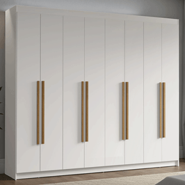 Guarda-Roupa Casal 8 Portas Batentes Branco/Branco/Rustic Venus Madesa