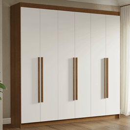 Guarda-Roupa Casal 6 Portas Batentes Rustic/Branco/Rustic Venus Madesa
