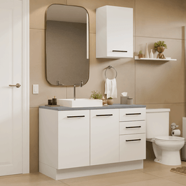 Conjunto Gabinete para Banheiro 120cm 3 Portas 3 Gavetas Branco Agata Madesa 01