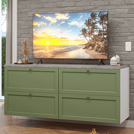Rack para TV até 70 Polegadas 160cm 4 Gavetas Branco/Verde Vik Madesa 04