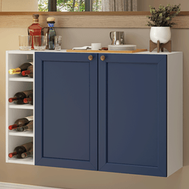 Buffet Aparador com Adega 100cm 2 Portas Branco/Azul Vik Madesa 16