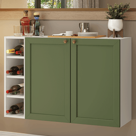 Buffet Aparador com Adega 100cm 2 Portas Branco/Verde Vik Madesa 16