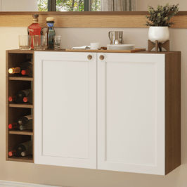 Buffet Aparador com Adega 100cm 2 Portas Rustic/Branco Vik Madesa 16