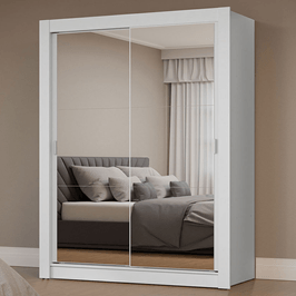 Guarda-Roupa Solteiro 2 Portas de Correr com Espelhos Branco Milano Madesa