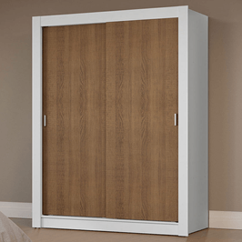 Guarda-Roupa Solteiro 2 Portas de Correr Branco/Rustic Milano Madesa