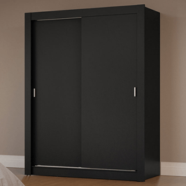 Guarda-Roupa Solteiro 2 Portas de Correr Preto Milano Madesa