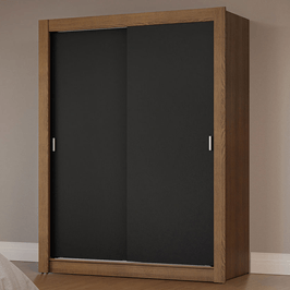 Guarda-Roupa Solteiro 2 Portas de Correr Rustic/Preto Milano Madesa