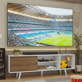 Rack para TV até 80 Polegadas 160cm Branco/Rustic com Pés Branco Torino Madesa