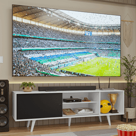 Rack para TV até 80 Polegadas 160cm com Pés Branco/Preto Torino Madesa