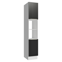 Paneleiro 40cm 2 Portas e 2 Nichos Branco/Preto Lux Madesa